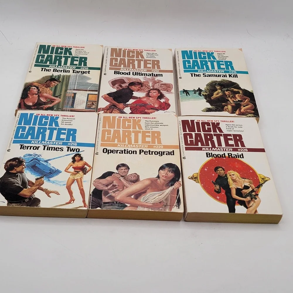 Nick Carter Killmaster 6 Book Lot #210-226 Vintage Spy Thriller Paperbacks Good